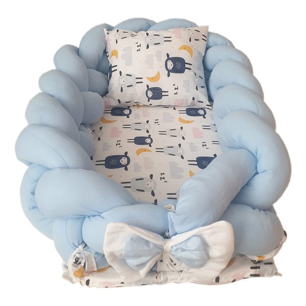 Lamb Braided Babynest- Blue